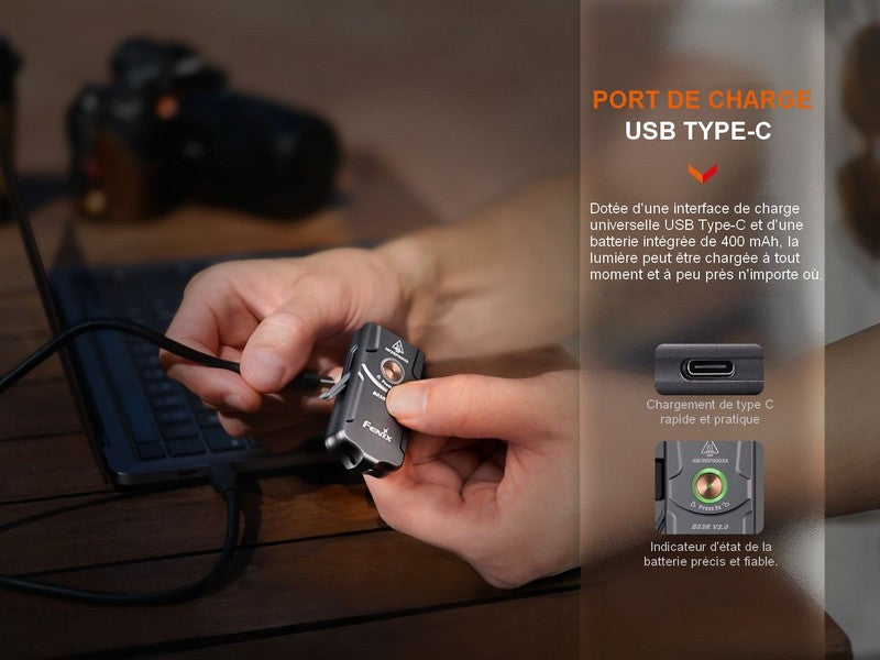 Lampe de poche porte-clés Fenix E03R V2.0 – 500 Lumens  NYCTALOPE  