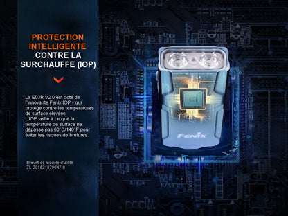 Lampe de poche porte-clés Fenix E03R V2.0 – 500 Lumens  NYCTALOPE  