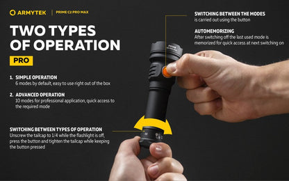 Lampe Torche Armytek Prime C2 PRO MAX V4 Magnet USB – 4000/3720 Lumens  NYCTALOPE  