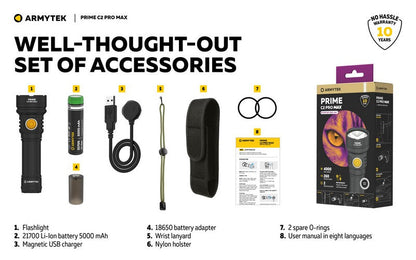 Lampe Torche Armytek Prime C2 PRO MAX V4 Magnet USB – 4000/3720 Lumens  NYCTALOPE  