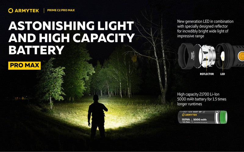 Lampe Torche Armytek Prime C2 PRO MAX V4 Magnet USB – 4000/3720 Lumens  NYCTALOPE  