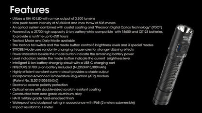 Lampe Torche Nitecore MH12 PRO – 3300 Lumens  NYCTALOPE  