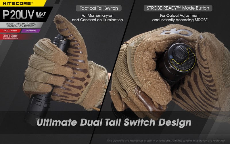 Lampe Torche Nitecore P20UV V2 – 1000 Lumens  NYCTALOPE  
