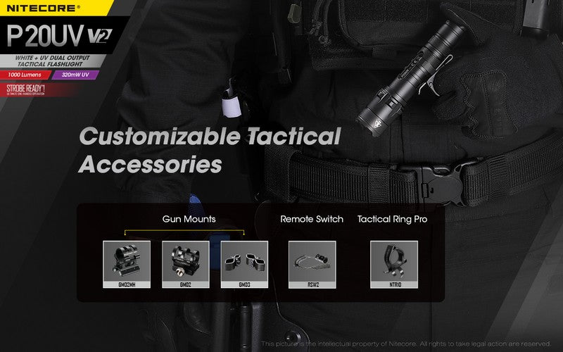 Lampe Torche Nitecore P20UV V2 – 1000 Lumens  NYCTALOPE  