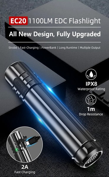 Lampe Torche Rechargeable Klarus EC20 – 1100 Lumens  NYCTALOPE  