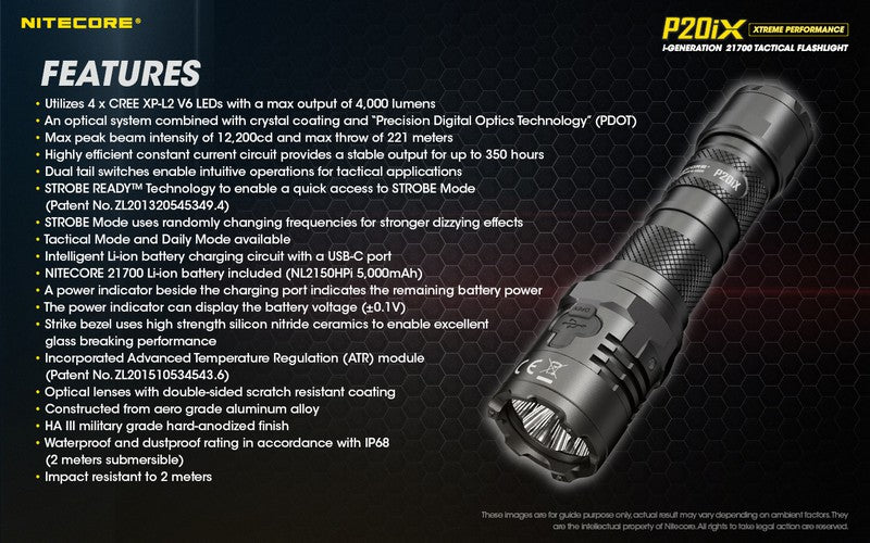 Lampe Torche Nitecore P20ix 4000 Lumens rechargeable USB-C Nitecore
