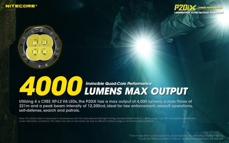Lampe Torche Nitecore P20ix 4000 Lumens rechargeable USB-C Nitecore
