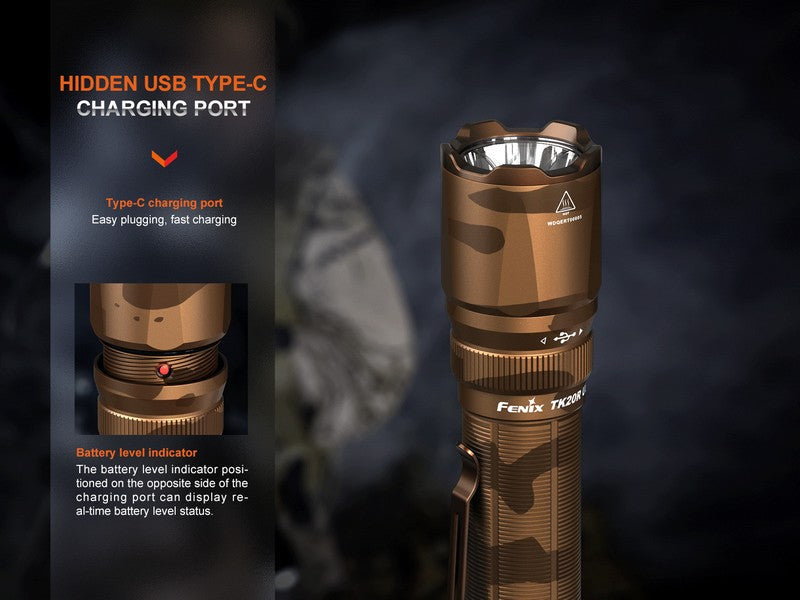 Lampe Torche Tactique Fenix TK20R UE Camouflage – 2800 Lumens - Rechargeable  NYCTALOPE  