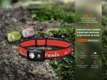 Lampe Frontale Fenix HL16 – 450 Lumens  NYCTALOPE  
