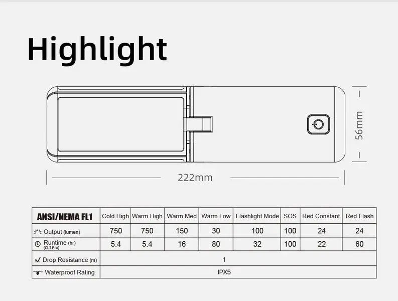 Lanterne Klarus CL2 PRO BLANCHE - 750 Lumens - Rechargeable et Powerbank  NYCTALOPE  