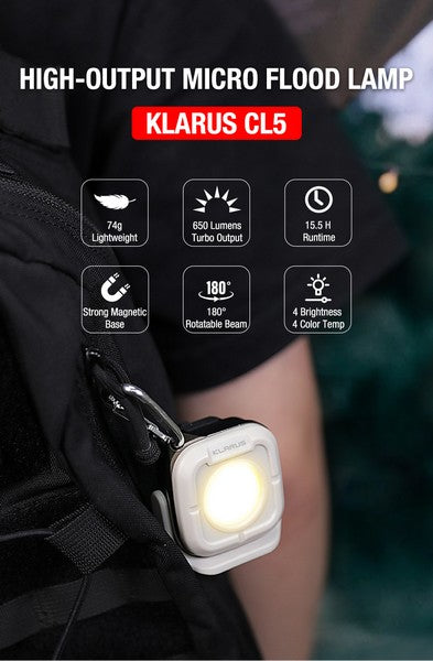 Lanterne de camping Klarus CL5 - 650 Lumens - Compacte légère, Rechargeable  NYCTALOPE  