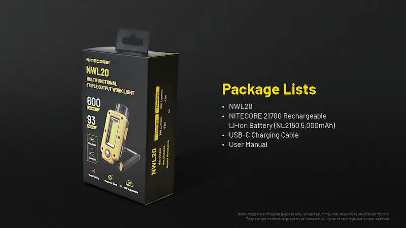 Lanterne de travail multifonctions Nitecore NWL20 – 600 Lumens  NYCTALOPE  