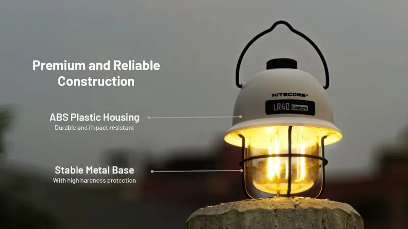 Lanterne rétro multifonction Nitecore LR40 Blanche – 100 Lumens – Rechargeable USB-C  NYCTALOPE  