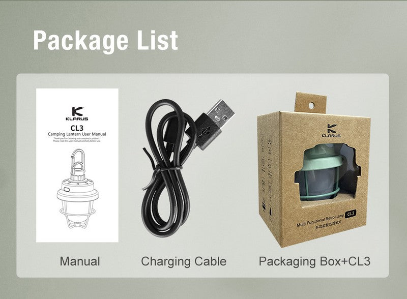Lanterne de camping compacte - Klarus CL3 Blanche – 280 Lumens – Rechargeable  NYCTALOPE  