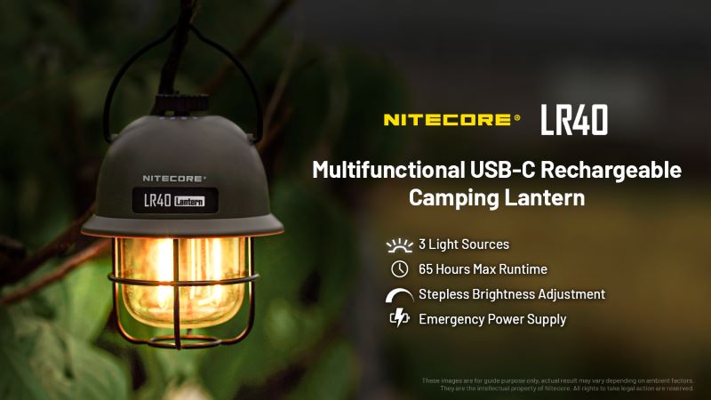 Lanterne rétro multifonction Nitecore LR40 Kaki – 100 Lumens – Rechargeable USB-C  NYCTALOPE  