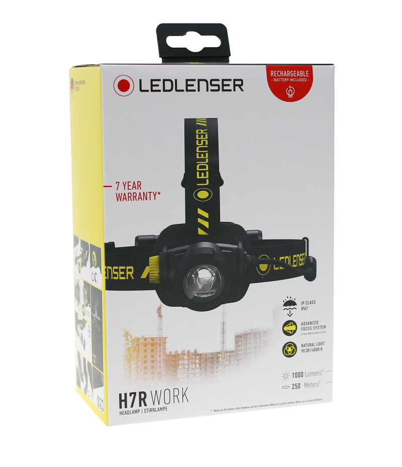 Lampe Frontale Ledlenser H7R Work – 1000 Lumens – Rechargeable