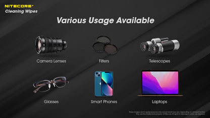 Lingette Nettoyante Nitecore NC-CK008 – Sans alcool et toutes surfaces – 60 pièces  NYCTALOPE  