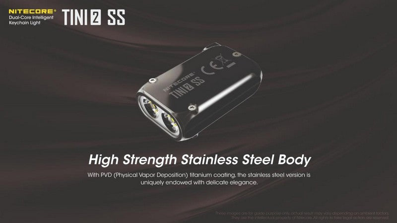 Lampe Torche Titane Nitecore Tini 2 SS - 500Lumens - Rechargeable écran Oled  NYCTALOPE  
