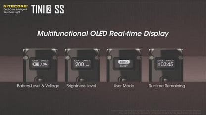 Lampe Torche Titane Nitecore Tini 2 SS - 500Lumens - Rechargeable écran Oled  NYCTALOPE  