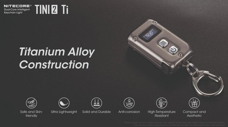 Lampe Torche Titane Nitecore Tini 2 Ti - 500Lumens rechargeable écran Oled  NYCTALOPE  