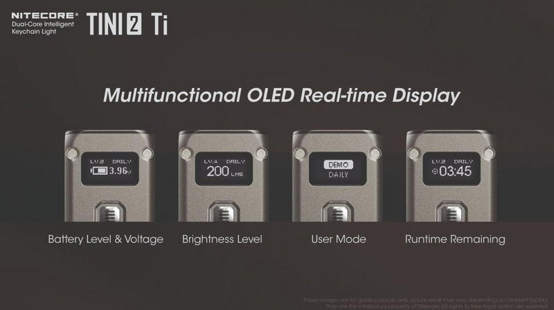 Lampe Torche Titane Nitecore Tini 2 Ti - 500Lumens rechargeable écran Oled  NYCTALOPE  