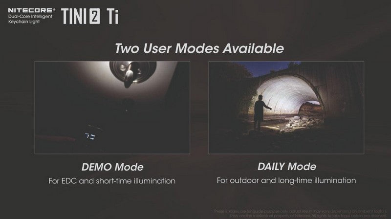 Lampe Torche Titane Nitecore Tini 2 Ti - 500Lumens rechargeable écran Oled  NYCTALOPE  