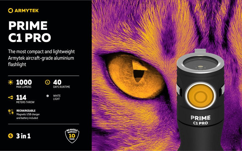 Lampe Torche Armytek Prime C1 PRO V4 Magnet USB – 1000/930 Lumens  NYCTALOPE  