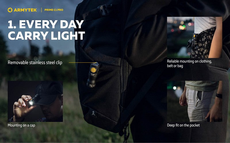 Lampe Torche Armytek Prime C1 PRO V4 Magnet USB – 1000/930 Lumens  NYCTALOPE  