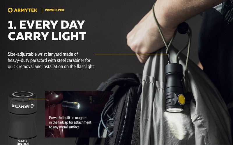 Lampe Torche Armytek Prime C1 PRO V4 Magnet USB – 1000/930 Lumens  NYCTALOPE  