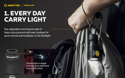 Lampe Torche Armytek Prime C1 PRO V4 Magnet USB – 1000/930 Lumens  NYCTALOPE  
