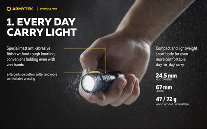 Lampe Torche Armytek Prime C1 PRO V4 Magnet USB – 1000/930 Lumens  NYCTALOPE  