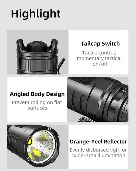 Lampe Torche Klarus XT1C PRO - 1000Lumens pour casque tactique  NYCTALOPE  