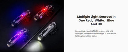 Lampe Nextorch K40 - 300 Lumens / UV / flash rouge et bleu, rechargeable, pour porte-clés  NYCTALOPE  
