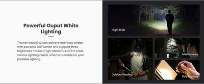 Lampe Nextorch K40 - 300 Lumens / UV / flash rouge et bleu, rechargeable, pour porte-clés  NYCTALOPE  