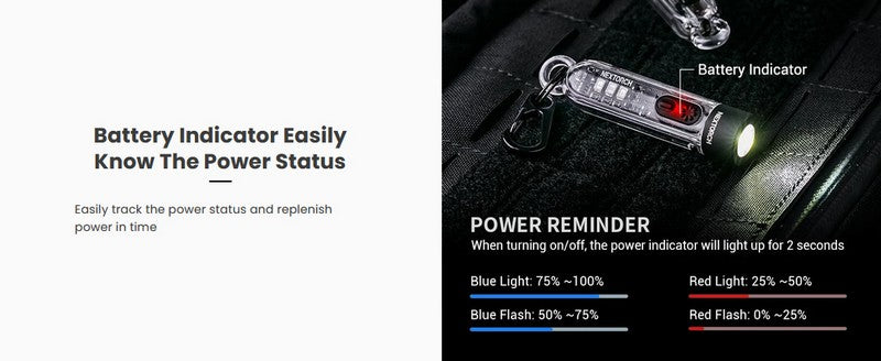 Lampe Nextorch K40 - 300 Lumens / UV / flash rouge et bleu, rechargeable, pour porte-clés