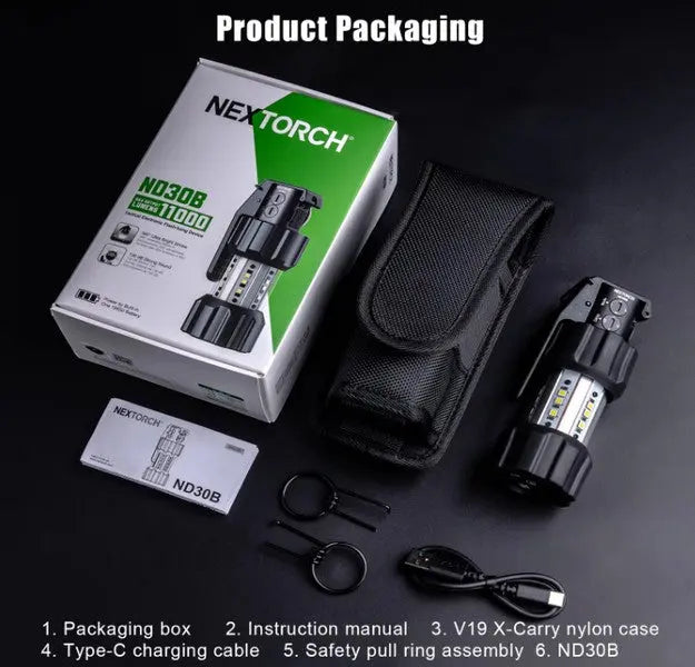 Nextorch ND30B - dispositif de distraction tactique civil rechargeable - 11000Lumens 130 dB - NYCTALOPE