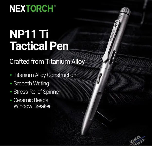 Nextorch NP11 Ti - Stylo tactique de sécurité avec brise vitre - Titane - NYCTALOPE
