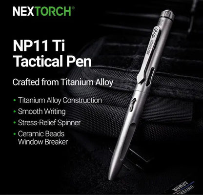 Nextorch NP11 Ti - Stylo tactique de sécurité avec brise vitre - Titane - NYCTALOPE