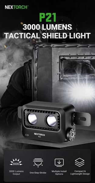 Lampe Tactique Nextorch P21 - 3000 Lumens - phare focalisable pour bouclier balistique  NYCTALOPE  