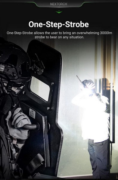 Lampe Tactique Nextorch P21 - 3000 Lumens - phare focalisable pour bouclier balistique  NYCTALOPE  