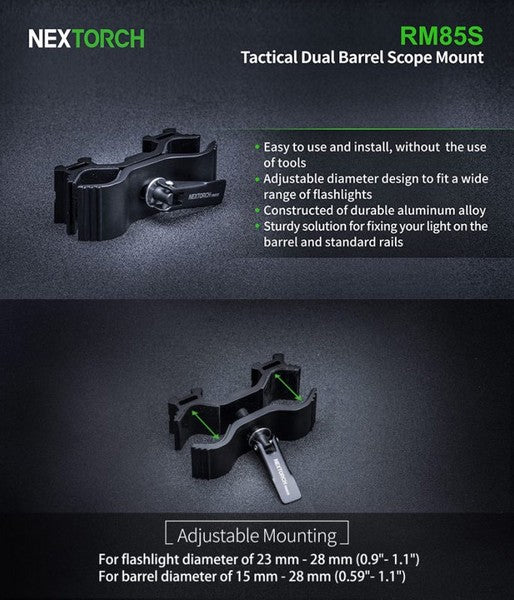 Support Nextorch RM85S montage rapide sur fusil et arme pour lampe torche
