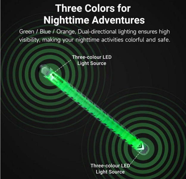 Nextorch UT51C - Bracelet d'avertissement orange vert bleu clignotant - rechargeable USB-C - NYCTALOPE