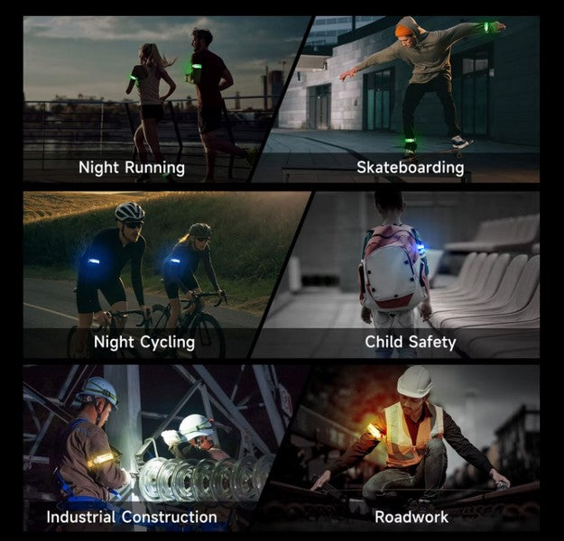 Nextorch UT51C - Bracelet d'avertissement orange vert bleu clignotant - rechargeable USB-C - NYCTALOPE