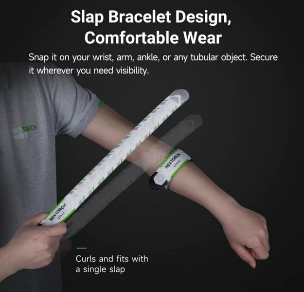 Nextorch UT51C - Bracelet d'avertissement orange vert bleu clignotant - rechargeable USB-C - NYCTALOPE