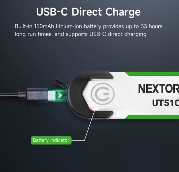 Nextorch UT51C - Bracelet d'avertissement orange vert bleu clignotant - rechargeable USB-C - NYCTALOPE