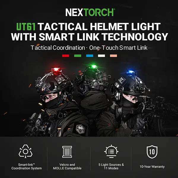 Nextorch UT61 - Feu de signalisation pour casque tactique - rechargeable USB-C  NYCTALOPE  