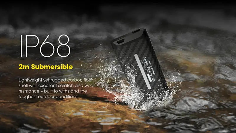 Nitecore 12K 12000mAh Kit Batterie Externe Carbone - Compatible NU45 / NU53 / HC65UHE  NYCTALOPE  