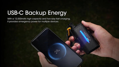 Nitecore 12K 12000mAh Kit Batterie Externe Carbone - Compatible NU45 / NU53 / HC65UHE  NYCTALOPE  