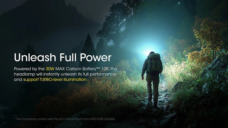 Nitecore 12K 12000mAh Kit Batterie Externe Carbone - Compatible NU45 / NU53 / HC65UHE  NYCTALOPE  