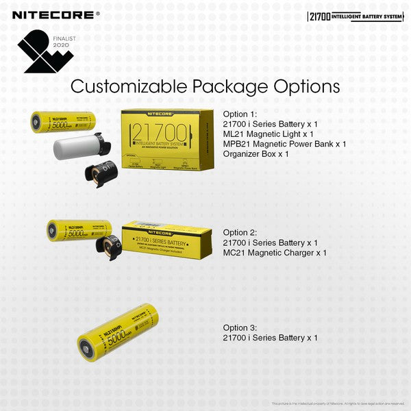 Système Intelligent Nitecore 21700SET – 5000mAh Power Bank + Lanterne